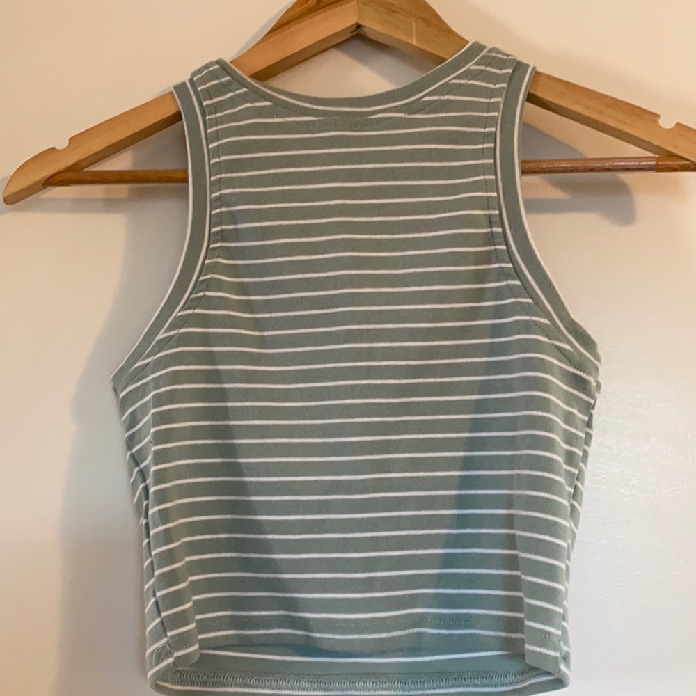 Green striped crop top